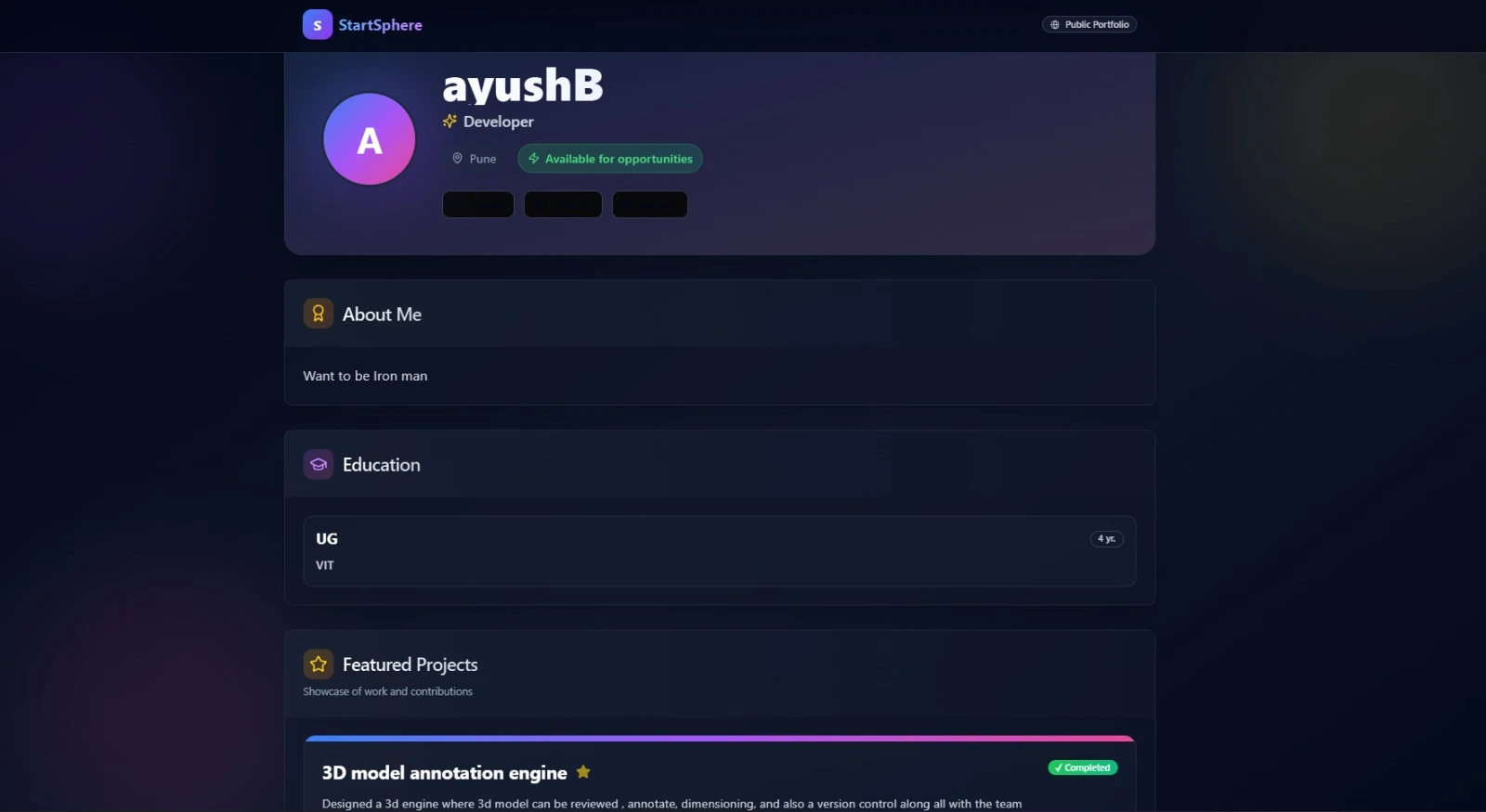 Startsphere Portfolio Dashboard